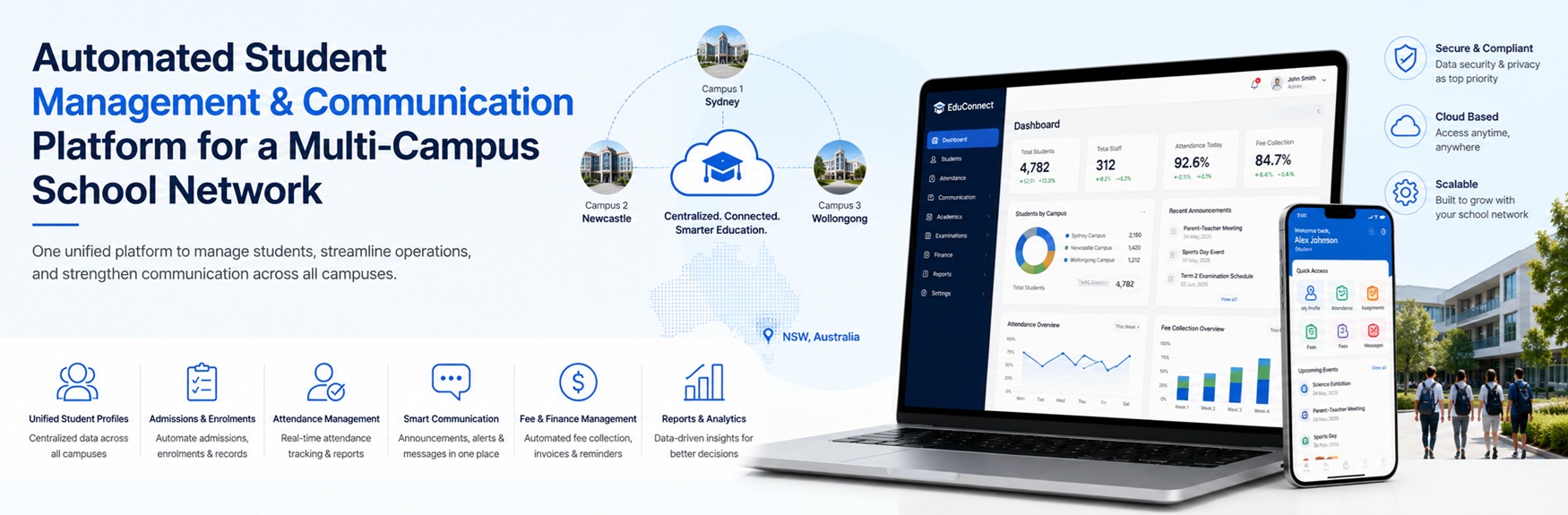 Automated Student Management & Communication Platform for a Multi-Campus School Network