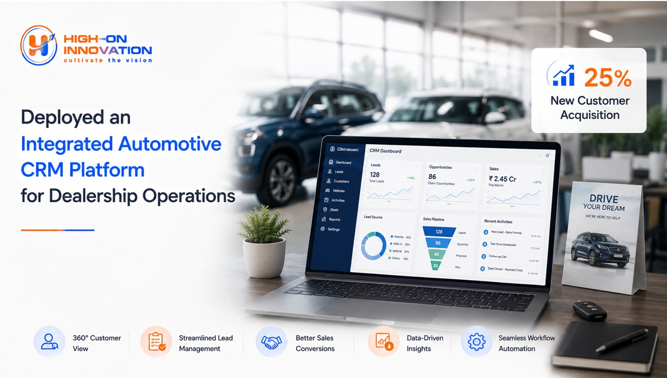 Deployed an Integrated Automotive CRM Platform for Dealership Operations Resulted 25% New Customer Acquisition